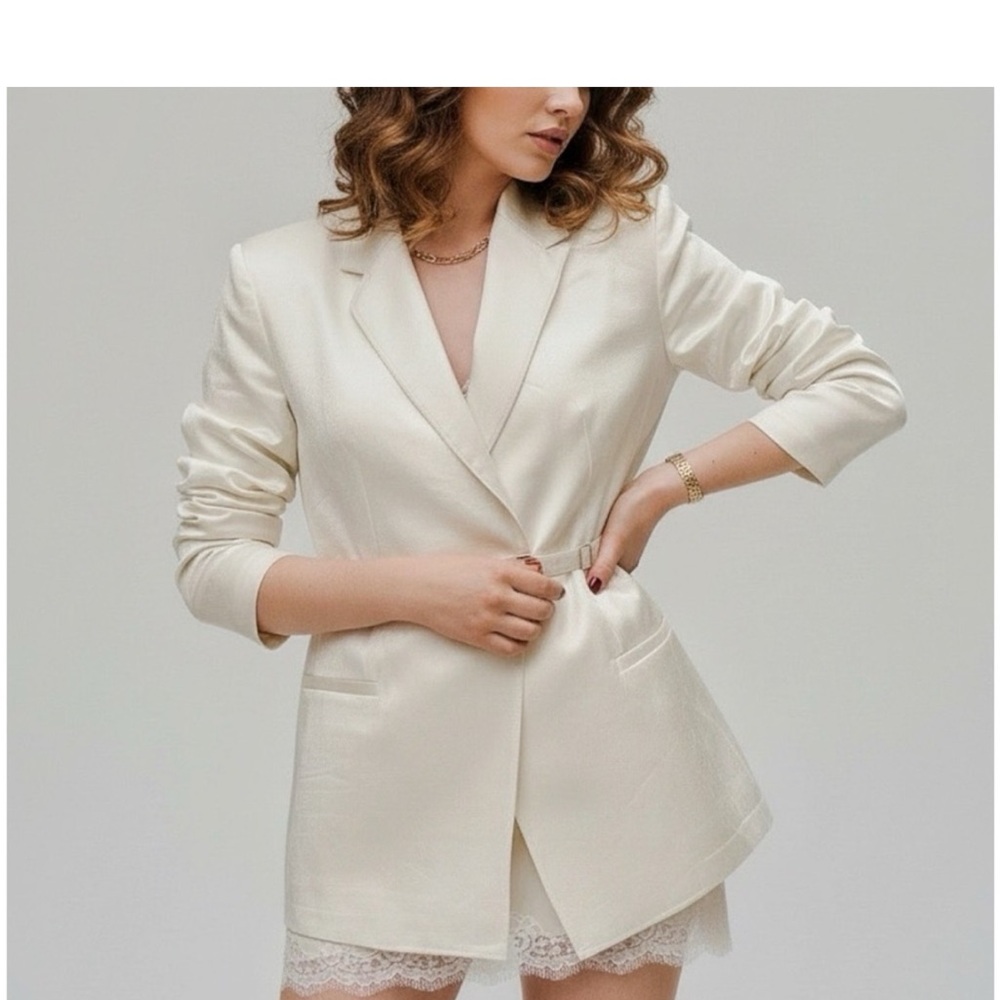 J. Crew Cream Satin Suit Jacket